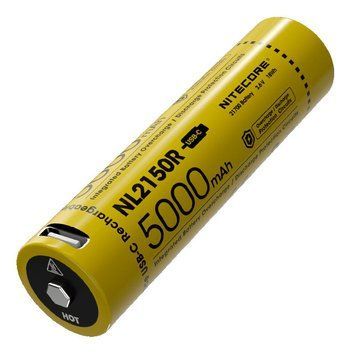 Аккумулятор литиевый Li-Ion 21700 Nitecore NL2150R 3.6V (5000mAh, USB Type-C), защищенный 1870750218 фото