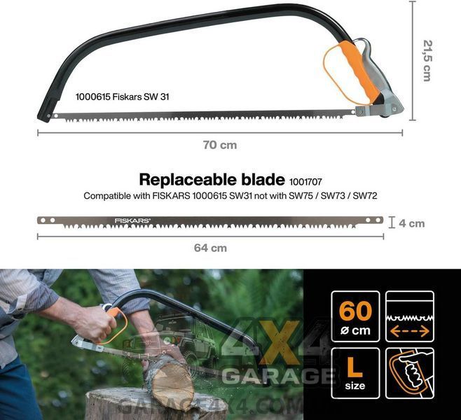Лучковая пила Fiskars SW30 61 см (1000615) 1000615 фото