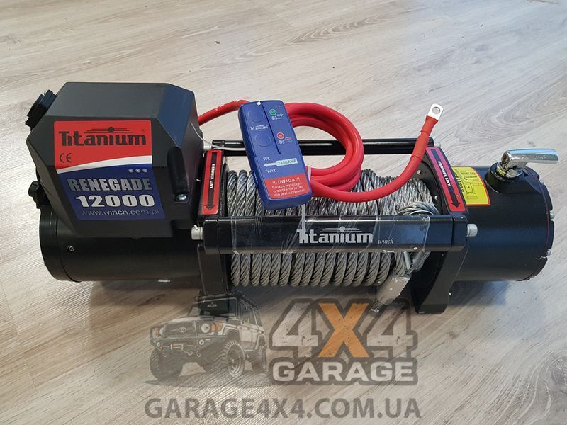 Автомобільна лебідка Titanium Renegade 12000lbs 24В (Вбудований блок керування, сталевий трос) 360324 фото