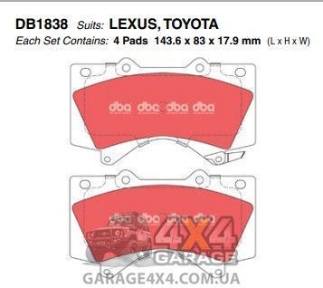 Передні гальмівні колодки DBA Street Performance для Toyota Land Cruiser 200 (2008 - н. в.) 1838SP фото