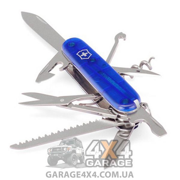 Ніж складаний, мультитул Victorinox Huntsman (91 мм, 15 функцій), синій прозр. 1.3713.Т2 1870744657 фото