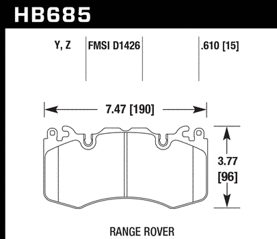 Передние тормозные колодки HAWK для Range Rover Supercharged 2010-2021 (керамические / комплект) HB685Z.610 фото