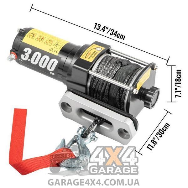 Лебедка для квадроцикла Electric Winch 3000lbs (Синтетический трос / 12В) EW3000S фото