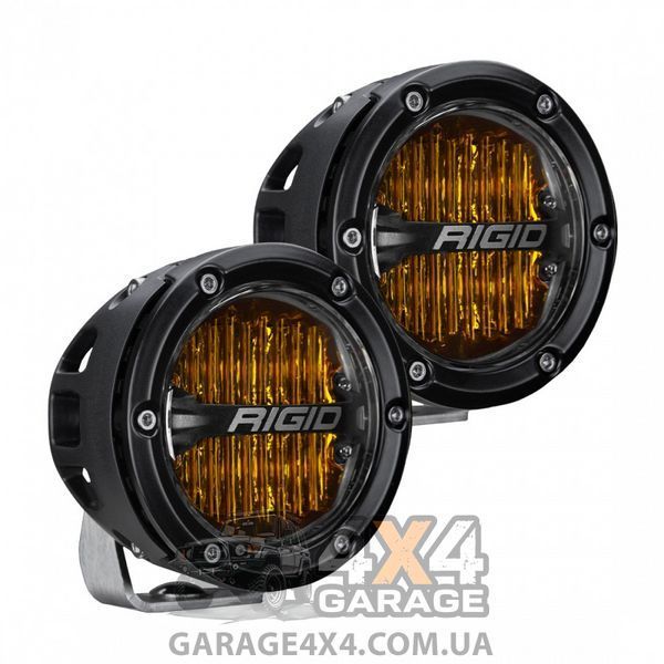 Круглые светодиодные фары желтого цвета RIGID 360 Series SAE (4 дюйма, пара) 36111 фото