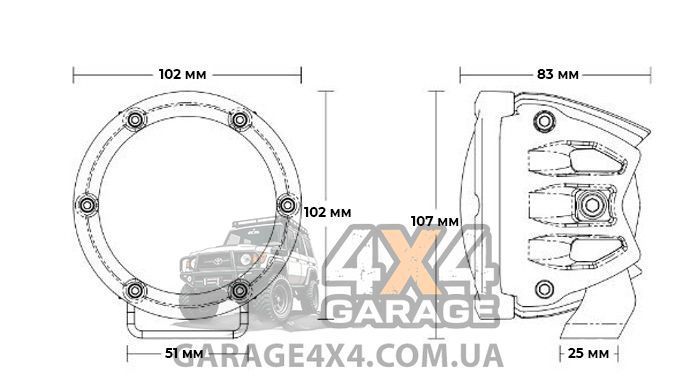 Круглые светодиодные фары желтого цвета RIGID 360 Series SAE (4 дюйма, пара) 36111 фото