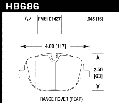 Задние керамические тормозные колодки HAWK для Range Rover Supercharged 2010-13 HB686Z.645 фото
