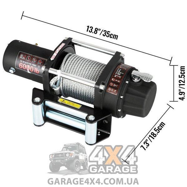 Лебідка для позашляховика Electric Winch 6000lbs (Сталевий трос / 12В) EW6000 фото