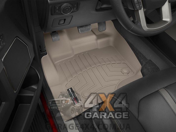 Бежевые резиновые коврики WeatherTech в салон Ford F-150 15+ (Crew Cab, SuperCab) 456971 фото