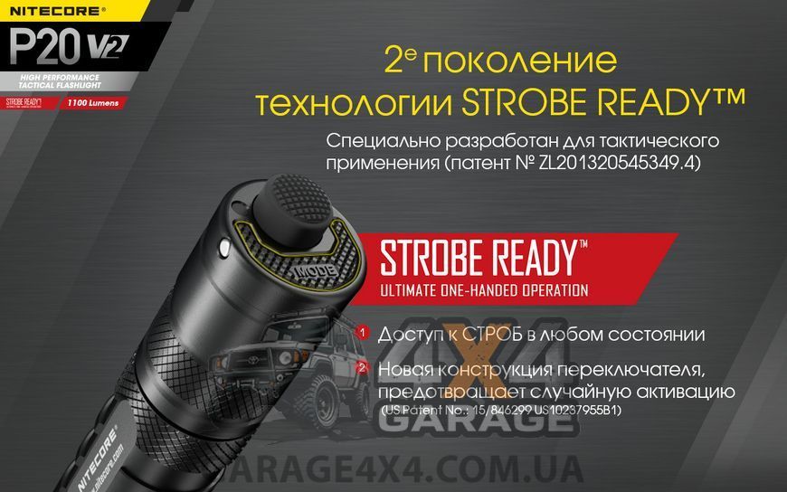 Фонарь Nitecore P20 v2 (Сree XP-L2 V6, 1100 люмен, 5 режимов, 1х18650) 6-1119_V2 фото