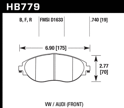 Передні гальмівні колодки HAWK HPS 5.0 для Volkswagen Tiguan / Audi Q3 2018-2020 (Ферро-карбон / комплект) HB779B.740 фото