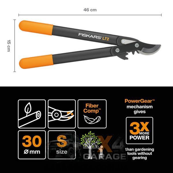 Садовий площинний гілкоріз Fiskars PowerGear (S) L72 112200 1001555 фото
