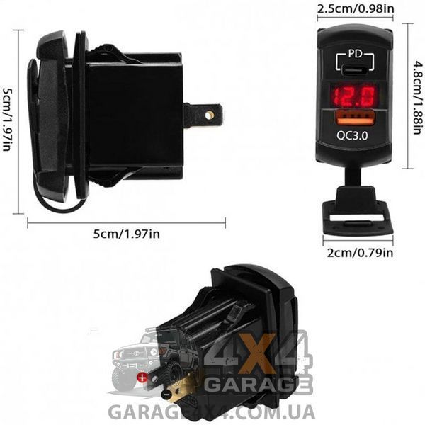 Швидка зарядка USB / Type-C з вольтметром MR-RSC-USBC фото