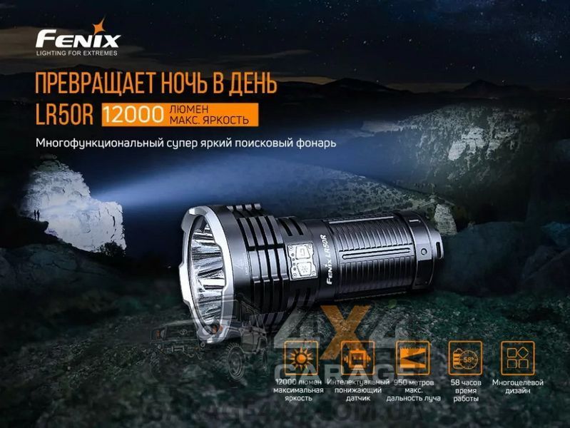 Фонарь Fenix LR50R (Luminus SST70, 12000 люмен, 9 режимов, ARB-L52-16000, USB-C) 5-1239 фото