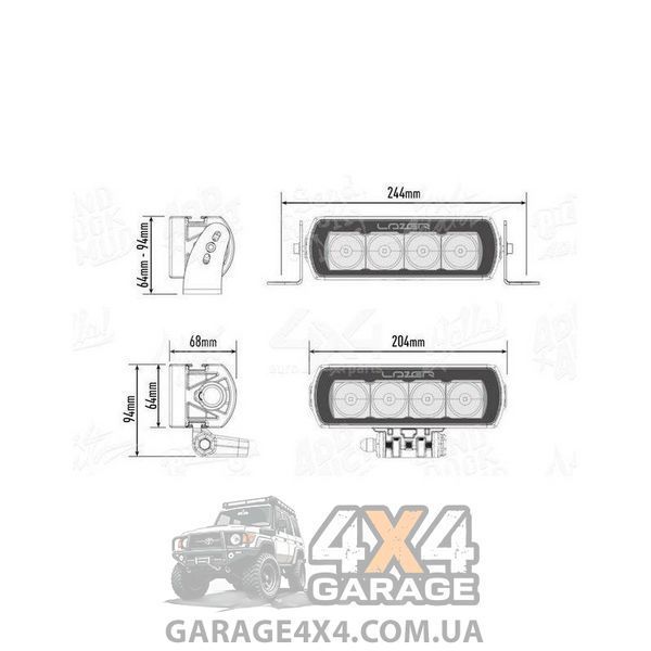 Компактна світлодіодна балка Lazerlamps ST 4 Evolution (204мм / 44 Вт) 0004-EVO-B фото
