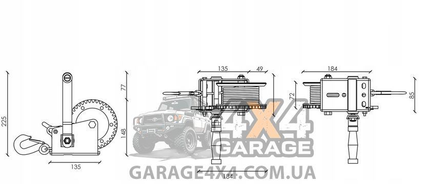 Ручная лебедка Dragon Winch DWK-16 (Синтетическая лента / 725 кг) DWK-16pas фото