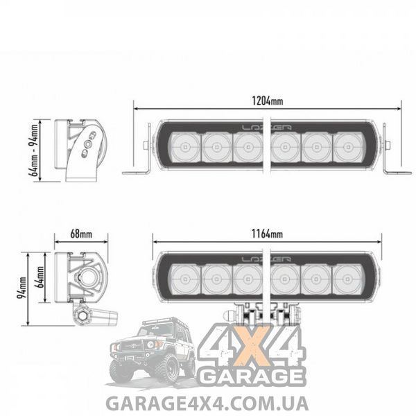 Панорамна світлодіодна балка на дах Lazerlamps T28 Evolution (1164 мм / 278 Вт) 0028-EVO-B фото
