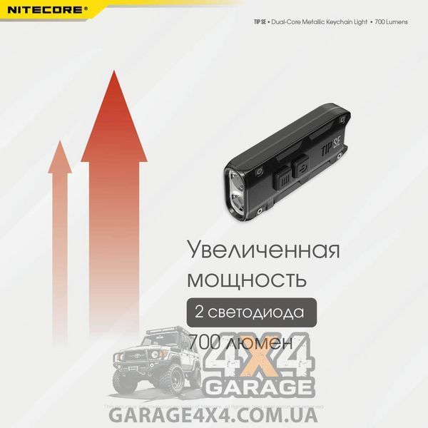 Фонарь наключный Nitecore TIP SE (2xOSRAM P8, 700 люмен, 4 режима, USB Type-C), черный 1870750404 фото
