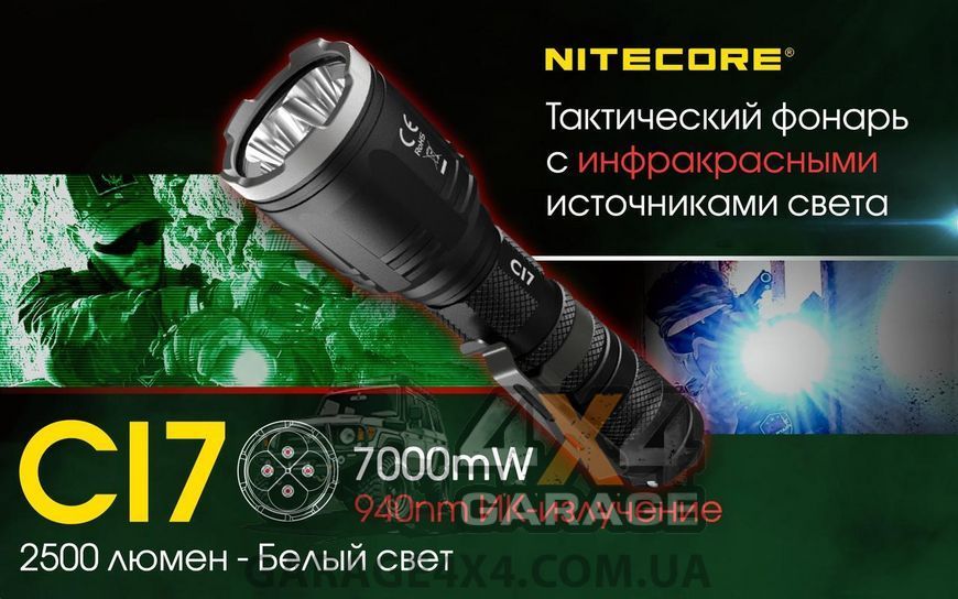 Фонарь инфракрасный Nitecore CI7 (4xCree XP-G3, 2500 люмен, 9 режимов, 1x18650) 6-1356 фото