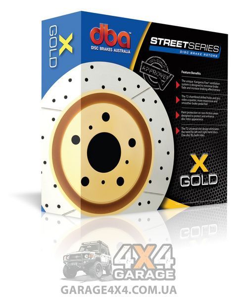 Задний перфорированный тормозной диск DBA Street Series X Gold для Toyota Land Cruiser 200 (2007 - н.в.) DBA2723EX фото