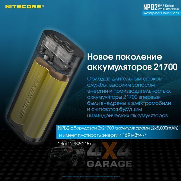 Внешнее зарядное устройство Power Bank Nitecore NPB2 (QC 3.0, 10000mAh), IP68 1870748395 фото