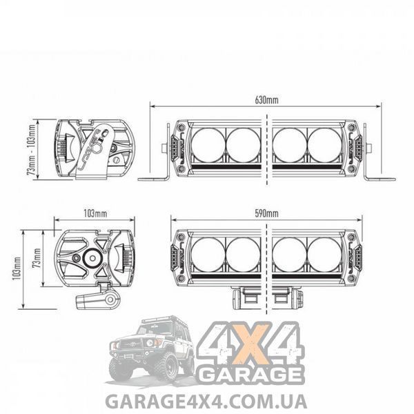 Світлодіодна балка Lazerlamps Triple-R 1250 Highline (590 мм/132 Вт) 00R12-PL-Std-B фото