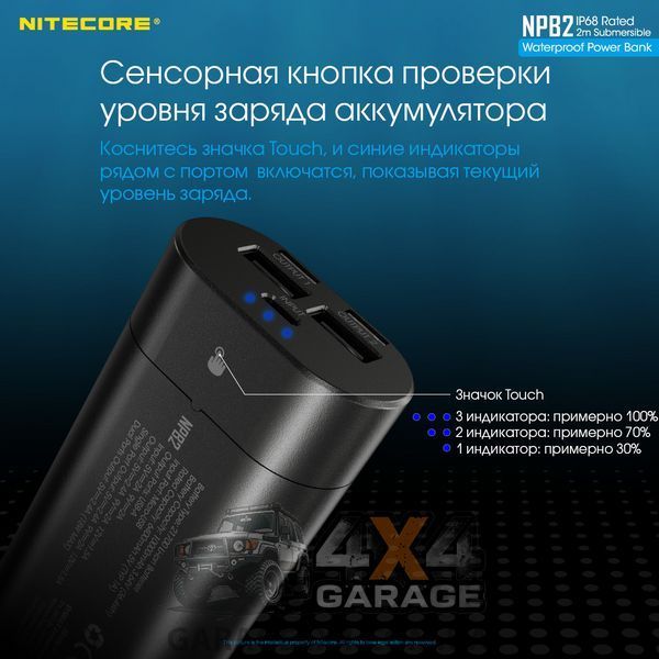 Внешнее зарядное устройство Power Bank Nitecore NPB2 (QC 3.0, 10000mAh), IP68 1870748395 фото