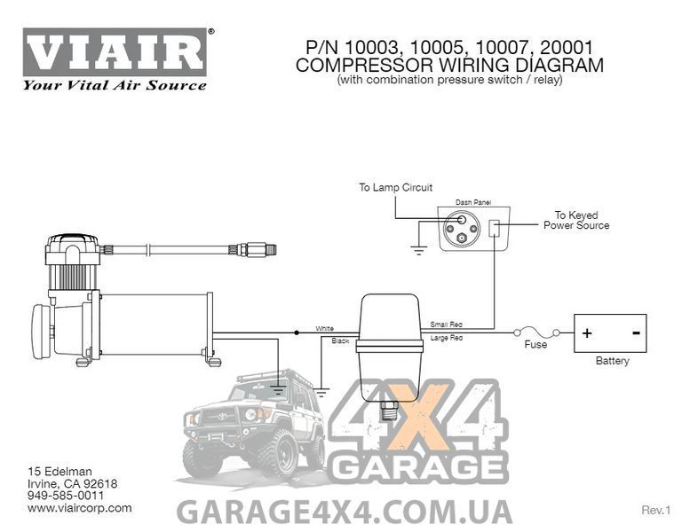 Клапан давления c реле 85/105 PSI VIAIR PN 90110 PN 90110-13 фото