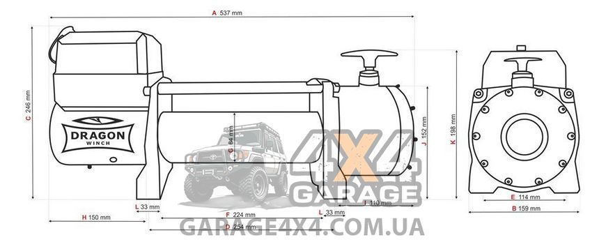 Автомобильная лебедка 12 Вольт Dragon Winch Truck 14000HDs (синтетический трос / 6350 кг) DWT14000HDs фото
