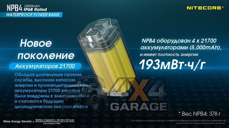 Зовнішній зарядний пристрій Power Bank Nitecore NPB4 (QC 3.0, 20000 mAh), IP68 1870748396 фото