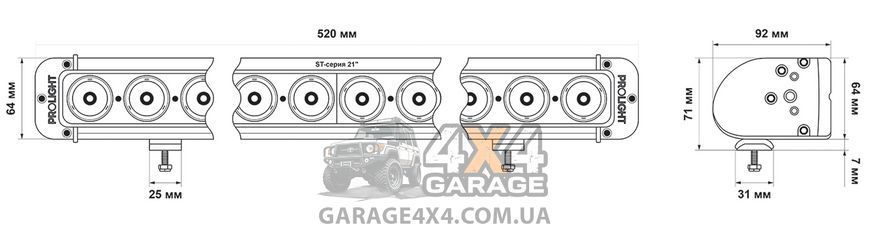 Світлодіодна балка ProLight ST 21" 120Вт (спрямований промінь) Бічне кріплення 10-21120 фото