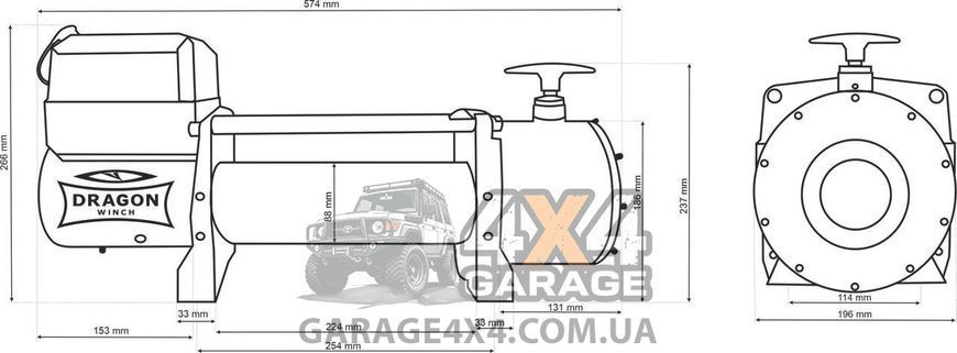 Электрическая лебедка 24 Вольт Dragon Winch Truck 16000HD (7257 кг) DWT16000HD фото