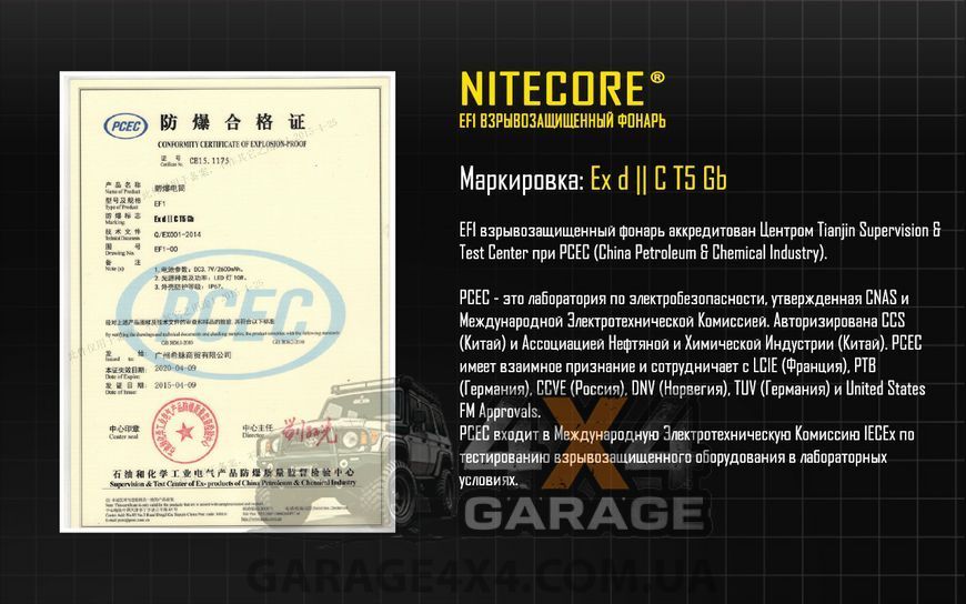 Ліхтар вибухозахищений Nitecore EF1 (Cree XM-L2 U3, 830 люменів, 1x18650) 1870744113 фото