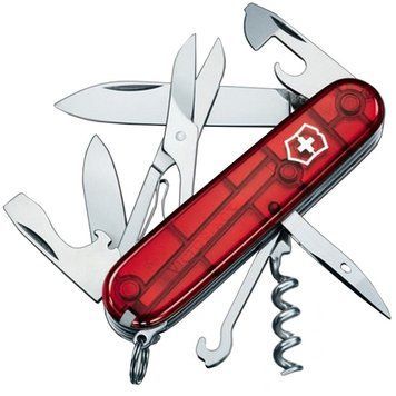 Ніж складаний, мультитул Victorinox Climber (91 мм, 14 функцій), червоний прозр. 1.3703.Т 1870744647 фото