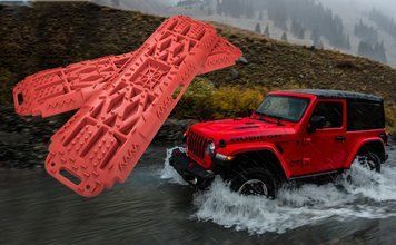 Усиленные пластиковые сенд-траки с площадкой под домкрат Хайджек (красные) ST-RD-HL фото