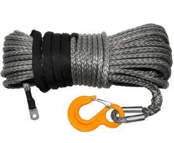 Сверхпрочный синтетический (кевларовый) трос Dyneema SK-75 10мм со съемным крюком: комплект 30 метров TK0056 фото