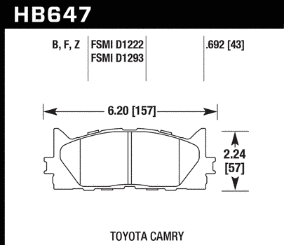 Передние тормозные колодки HAWK HPS 5.0 для Toyota Camry 40/50/60 HB647B.692 фото