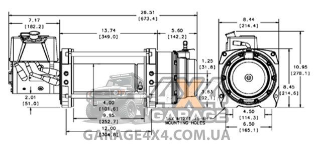 Лебедка для тягача WARN Industrial Series 18 DC без троса (8165 кг / 24 Вольт) 72005 фото