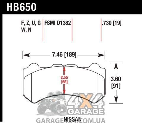 Передні керамічні гальмівні колодки HAWK Performance Ceramic для Nissan GT-R (2009-2018) HB650Z.730 фото