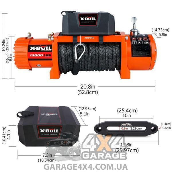 Лебідка для позашляховика X-BULL 13000lbs (5897 кг/Синетичний трос) HRW13000B фото