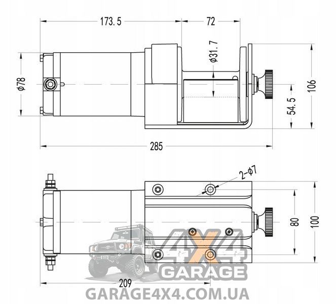 Лебедка для квадроцикла Electric Winch 2000lbs (12 Вольт / 907кг / стальной трос) EW2000 фото