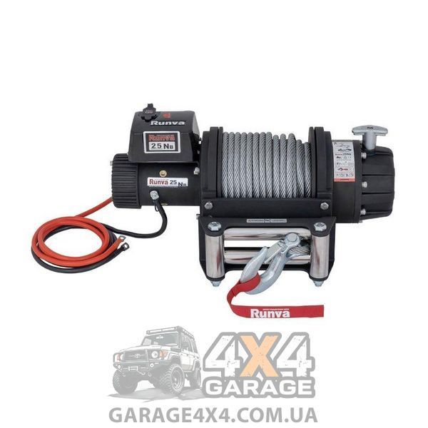 Вологозахищена лебідка 24V Runva EWB 25000lbs (Сталевий трос) WB25000U-24V фото