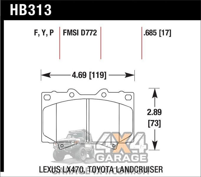 Передние тормозные колодки HAWK LTS для Toyota Land Cruiser 100 / Lexus LX470 (комплект / ферро-карбон) HB313Y.685 фото