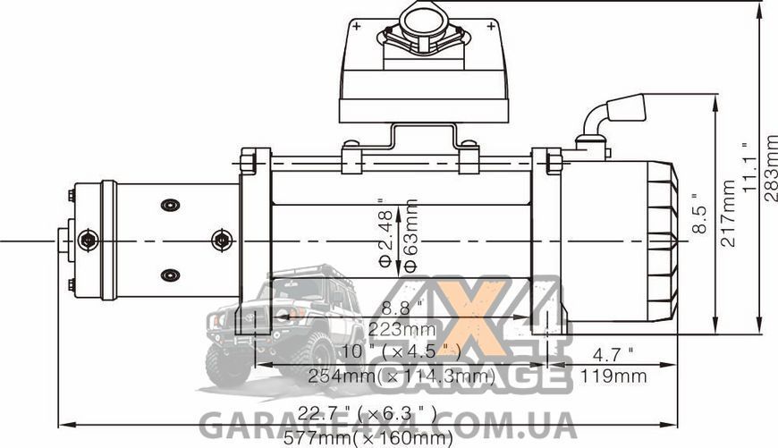 Вологозахищена лебідка автомобільна 12V Runva EWB 9.5 (Синтетичний трос / 4309 кг) EWB9500SSR фото
