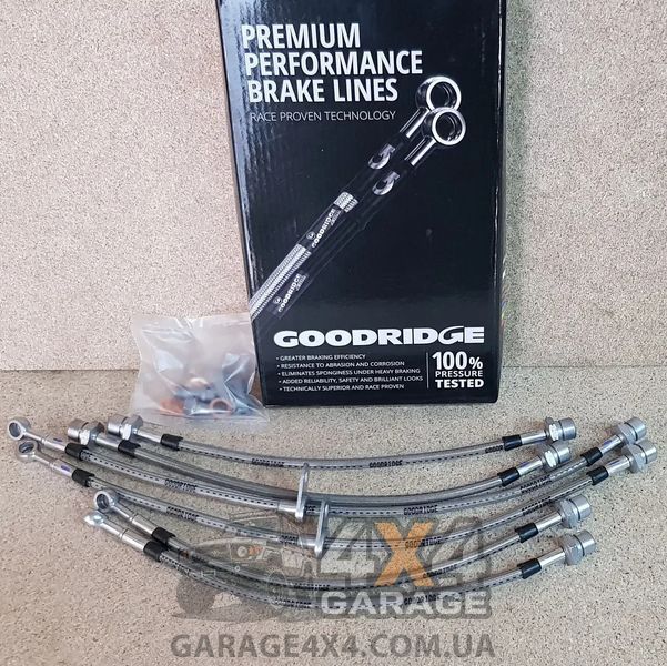 Комплект армированных тормозных шлангов Goodridge (+3 см) для Toyota Land Cruiser 200 (перед / зад) 21128 фото