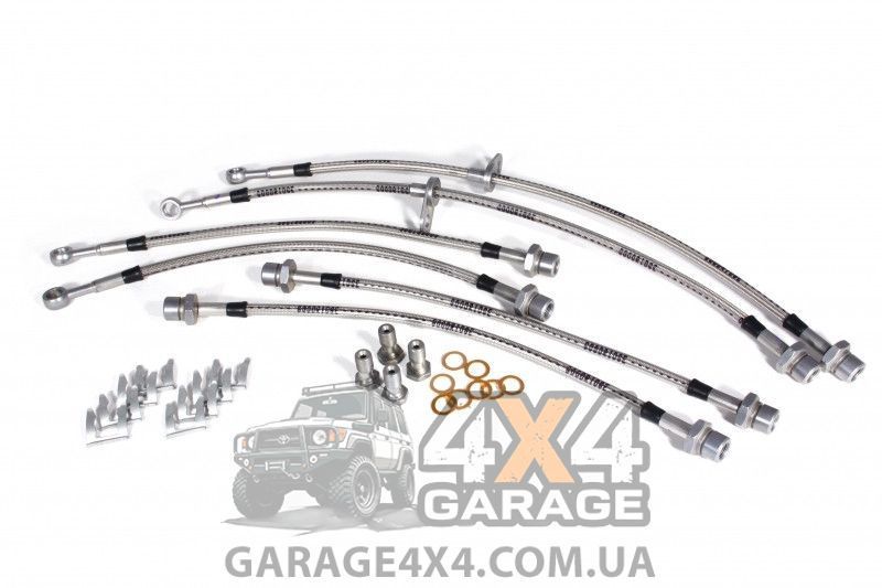 Комплект армированных тормозных шлангов Goodridge (+3 см) для Toyota Land Cruiser 200 (перед / зад) 21128 фото