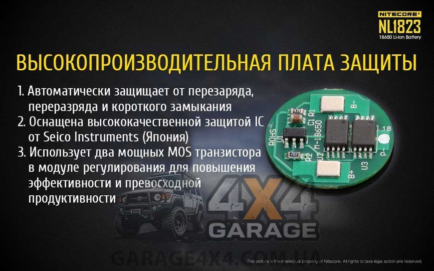 Аккумулятор литиевый Li-Ion 18650 Nitecore NL1823 3.7V (2300mAh), защищенный 1870743643 фото
