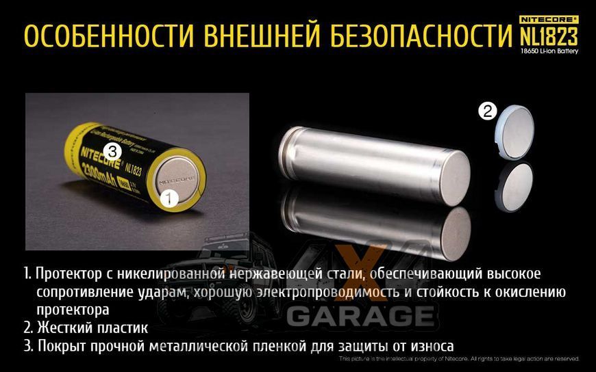 Аккумулятор литиевый Li-Ion 18650 Nitecore NL1823 3.7V (2300mAh), защищенный 1870743643 фото