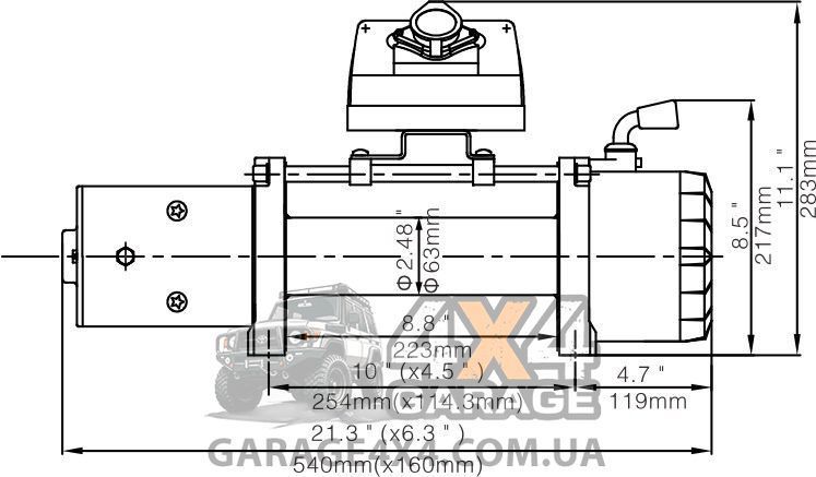Автомобільна лебідка 12 Вольт Runva EWX 9500lbs (Сталевий трос / 4350кг) EWX9500S фото