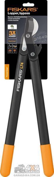Плоскостной садовый веткорез Fiskars L74 (M) с загнутыми лезвиями (1000582) 1000582 фото
