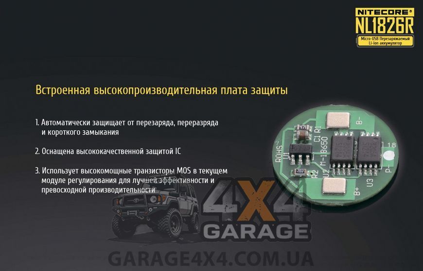 Аккумулятор литиевый Li-Ion 18650 Nitecore NL1826R (2600mAh, USB), защищенный 1870745621 фото